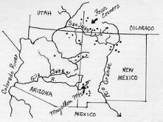 Map of the Southwest US